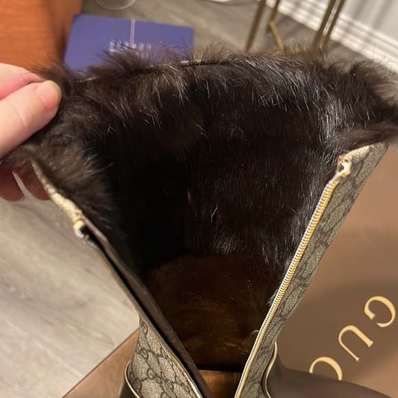 Gucci GG Monogram Leather/Canvas Boots - Picture 10 of 12